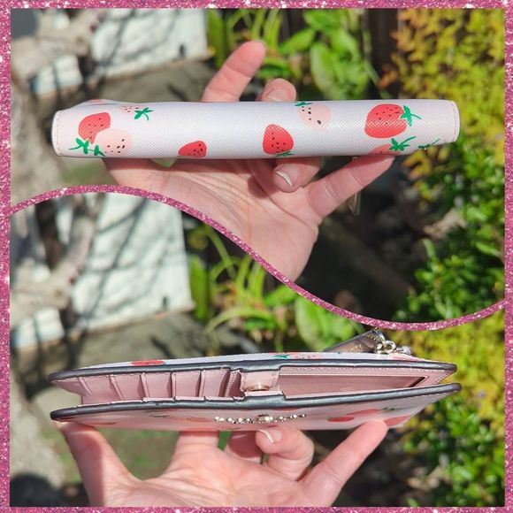 Kate Spade New York Staci Wild Strawberry Large Slim Bifold Wallet in Pink - Picture 3 of 6